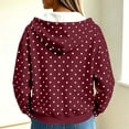thumbnail image 4 of Women's Polka Dot Zip Up Hoodie with Drawstring Hood and Pockets, Travel Casual Long Sleeve Fleece Sweatshirt Jacket, XL, 4 of 9