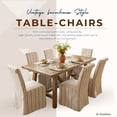 thumbnail image 3 of Dayalane 63" Farmhouse Dining Table Set for 6, Solid Wood Kitchen Table Set with Linen High Back Slipcovered Parsons Dining Chairs for Kitchen Dining Restaurant, 6 Stripe Chairs & 1 Walnut Table, 3 of 8
