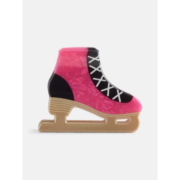 No Boundaries Women’s Ice Skate Claw Clip, Pink/Black, One Size