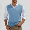 thumbnail image 2 of DHFJKG Sweater Vest Men's Sleeveless Knitted V Neck Solid Color Vest Lightweight For Spring Fall Soft Top, 2 of 5