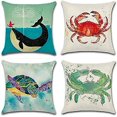 thumbnail image 4 of Lino Mar Animal Ballena Patrón Funda De Almohada Suave Funda De Almohada Sofá Hogar Coche Oficina Decoración,11 Feliz Sencillez, 4 of 4