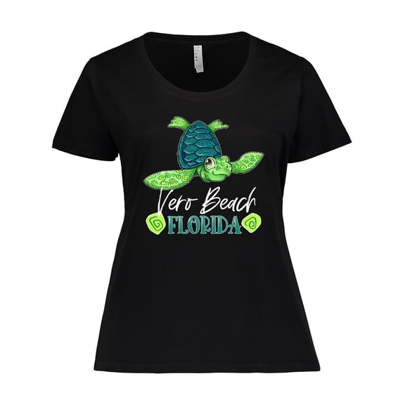 Inktastic Vero Beach, Florida Happy Sea Turtle Women's Plus Size T-Shirt