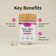 Snap Supplements Hair, Skin and Nails Support with Biotin and Collagen, 60 Capsules, Adult Dietary Supplement, Easy-to-Use Capsule Format, For supports healthy-looking hair, skin and nails