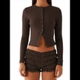 thumbnail image 2 of Blusas de Larga para Mujer, Cárdigan Ligero de Otoño, Camisetas para Salir, Blusas Acanaladas con Botones, Lindas y A Café XXL, 2 of 10