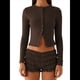 thumbnail image 2 of Blusas de Larga para Mujer, Cárdigan Ligero de Otoño, Camisetas para Salir, Blusas Acanaladas con Botones, Lindas y A Café M, 2 of 10