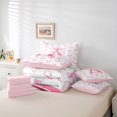 thumbnail image 6 of meiyoeat Pink Bow 7-Piece Twin Bedding Sets For Girls,Coquette Bowtie Monogrammed A Print Bedding Comforter Set For Kids,pink Reversible, 6 of 7