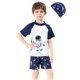 thumbnail image 1 of Conjunto de Pantalones Cortos de Traje de Baño Niños Unisex Protección Solar de Manga Corta con Pantalones de Baño de Dos Piezas, 1 of 6