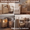 thumbnail image 4 of YDN Tall Nightstand Set of 2 - Modern Bedside Table with Fluted Design & Charging Station, Wooden Bedsides End Table with 2 Drawers and Storage Shelf for Bedroom, Living Room,Nature, 4 of 11