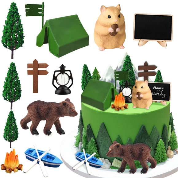 Decoración para tartas de camping, 13 unidades, para fiesta de cumpleaños