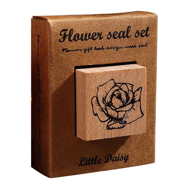 Fwttom Flower Ritual Seals Flowers and Rites Collection Decorative Hand Tent Seals Vintage Wood Children's Seals Plant Flower and Grass Material Printing and Painting