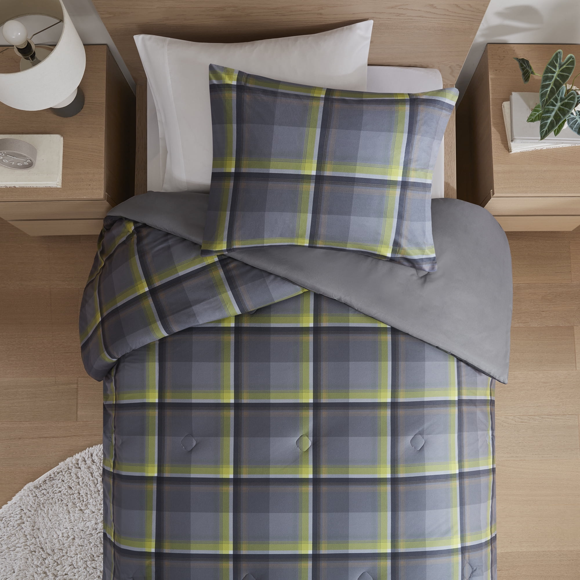 Mainstays Western Plaid 2-Piece Green Comforter Set, Twin/Twin XL