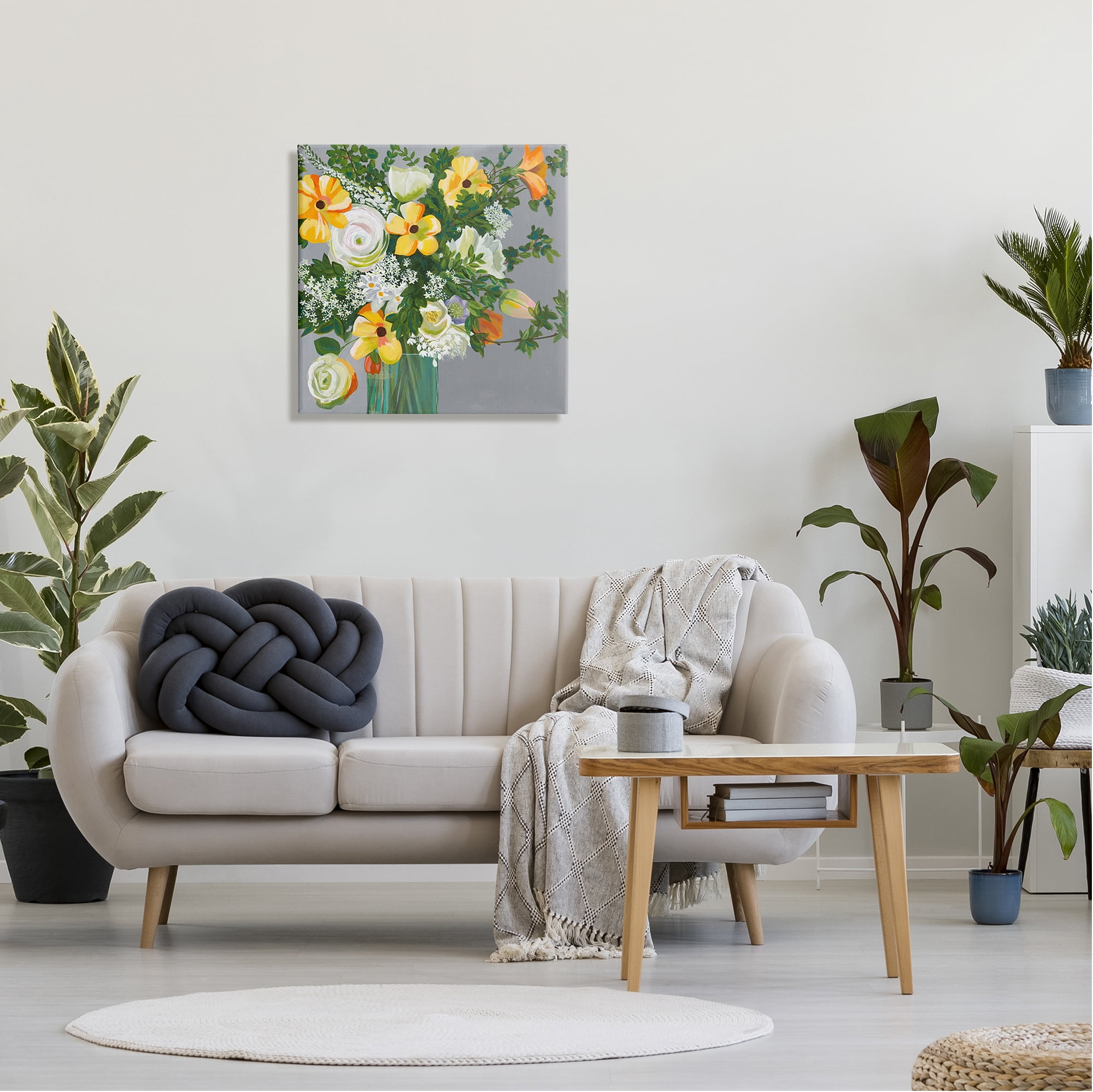 Stupell Industries Yellow & White Flowers Botanical & Floral Painting Gallery Wrapped Canvas Art Print Wall Art, 24 x 24