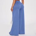 thumbnail image 6 of Quixlent Women Casual Pants Solid Color Wide Leg Trousers with Pockets Elastic High Waist Hip Hop Style Long Pants, 6 of 8