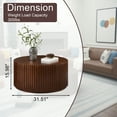 thumbnail image 2 of Gexpusm Round Coffee Table, Solid Wood Center Table for Living Room, Circle Drum Coffee Table with Handcrafted Relief, Walnut, 2 of 7