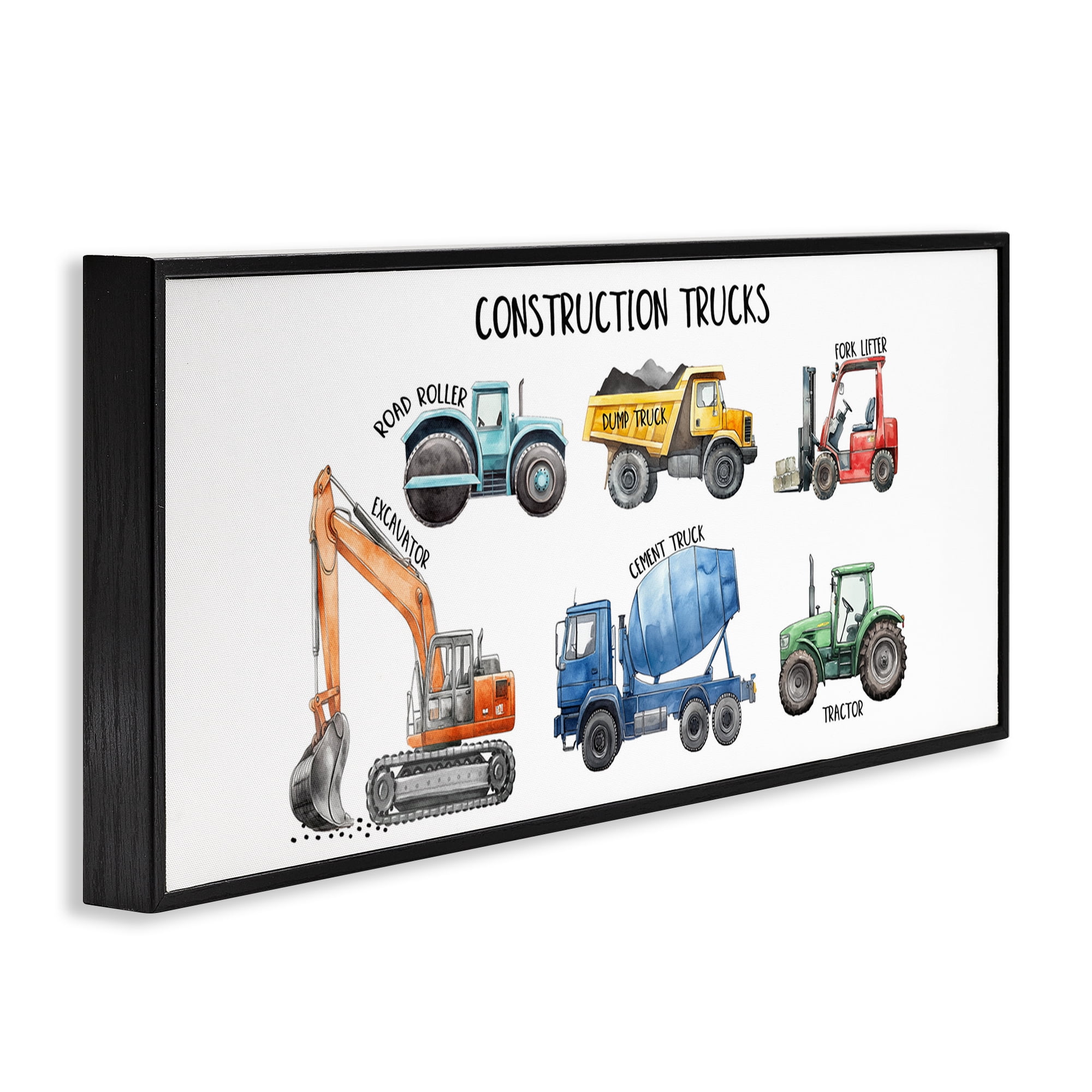 Stupell Industries Industrial Construction Trucks Black Framed Giclee Art, design by Christine Simpson Art