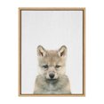 thumbnail image 2 of Kate and Laurel Sylvie Baby Wolf Color Illustration Framed Canvas Wall Art by Simon Te of Tai Prints, 18x24 Natural, Adorable Animal Art Wall Décor, 2 of 6