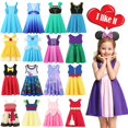 thumbnail image 2 of Disney-vestido de Frozen para niña, disfraz de Rapunzel, sirena, Ariel, Cenicienta, Princesa, ropa informal de verano, 2 of 5