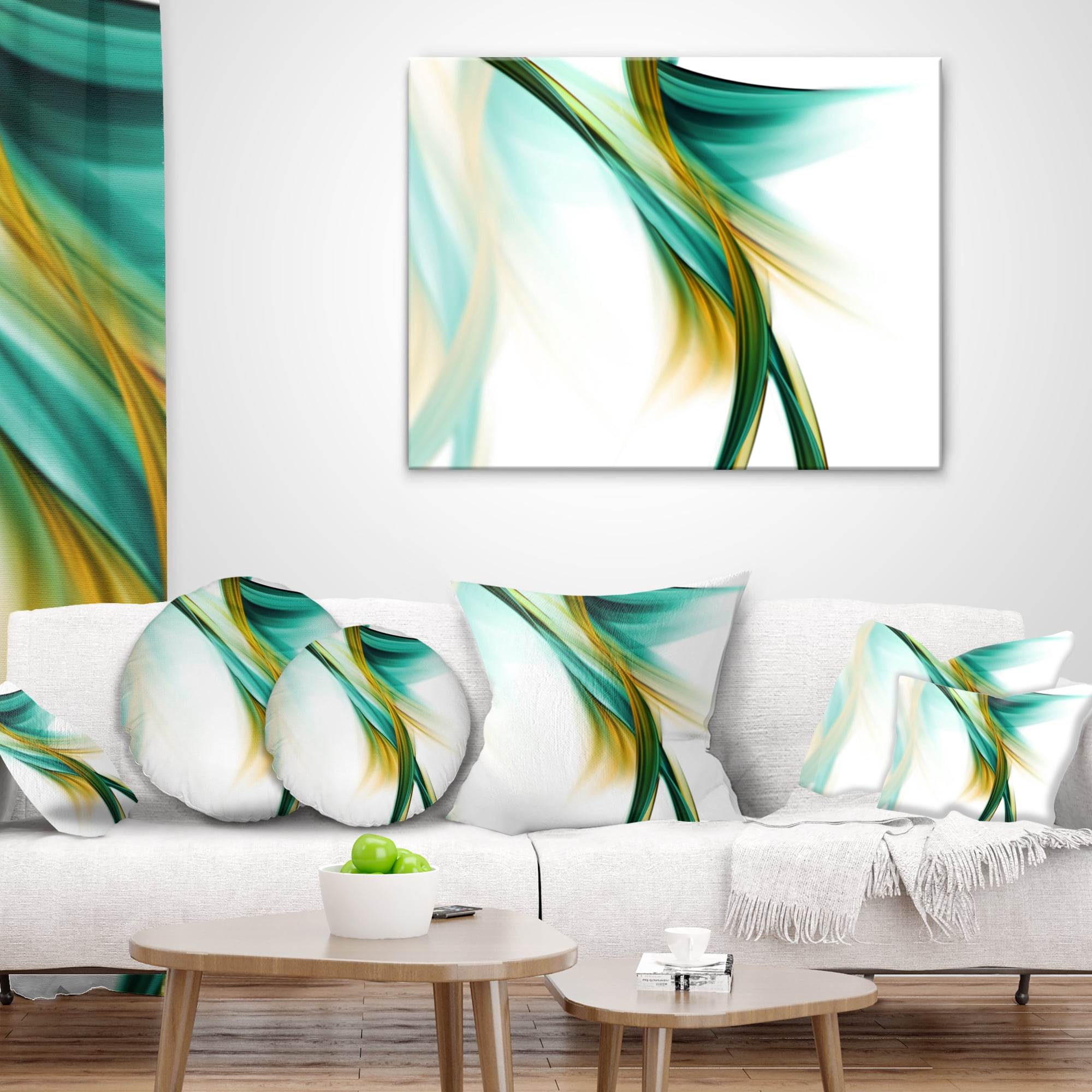 Designart Blue Gold Texture Pattern - Abstract Throw Pillow - 16x16