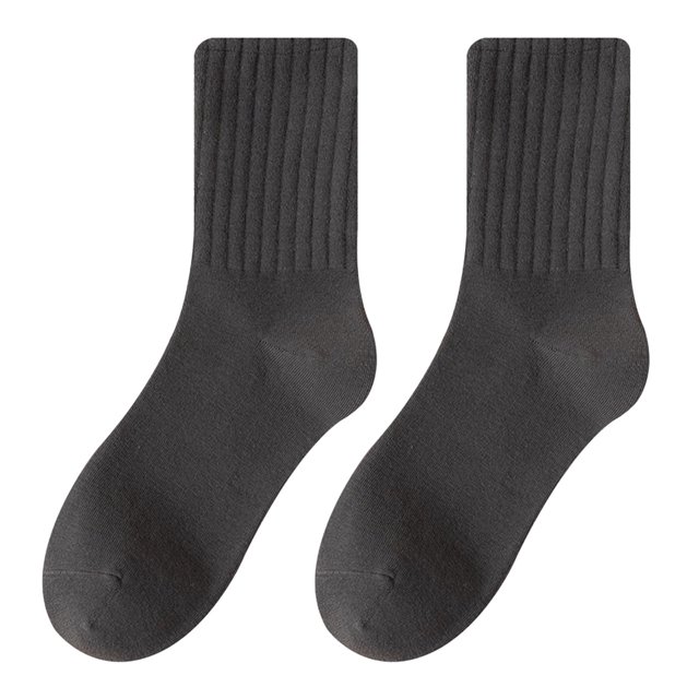 Calcetines Prolriy Crew para mujer, calcetines de color liso, de tubo medio, para otoño e invierno, calcetines largos de algodón puro para mujer