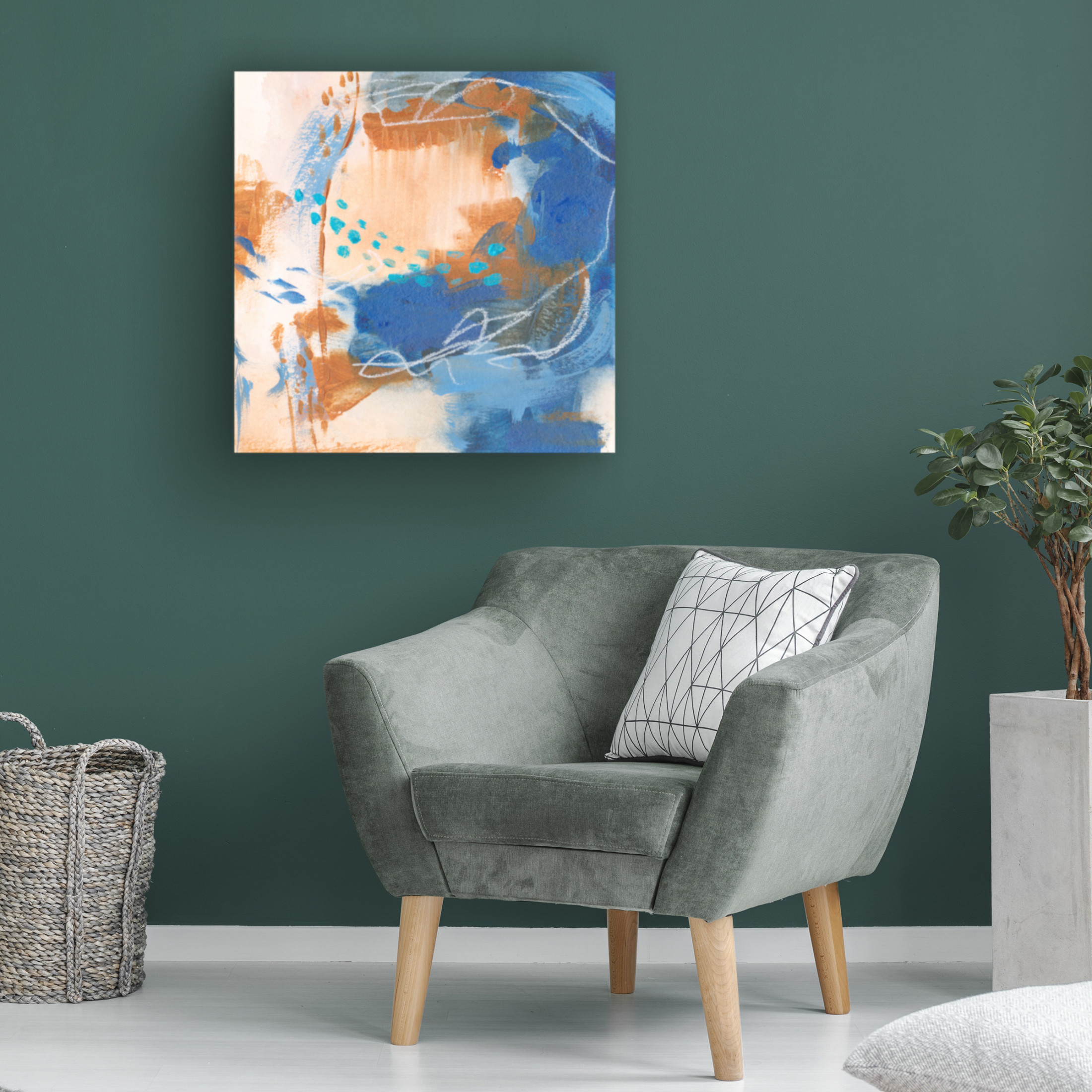 Canvas Wall Art - Melissa Wang 'Blu Hurricane II' Wall Art for Living Room, Bedroom, or Office Décor by Trademark Fine Art - 24 x 24 Inches