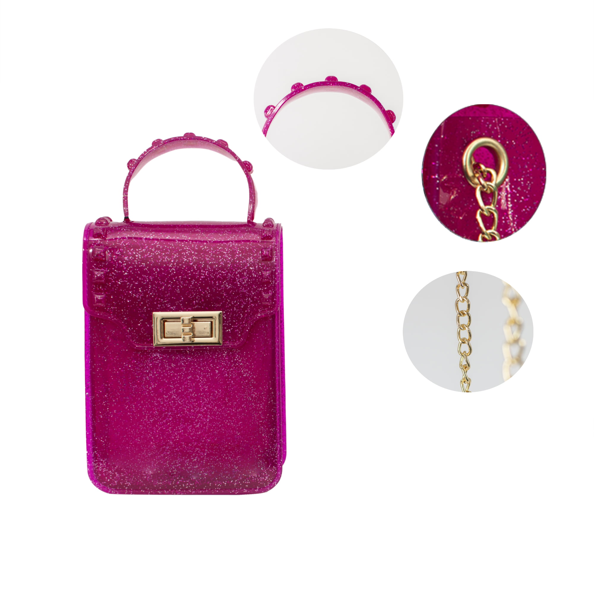 MOETYANG Semi Clear Purse for women,Pink Jelly Purse, Cute Crossbody  Shoulder Bag Clutch Fashion Design