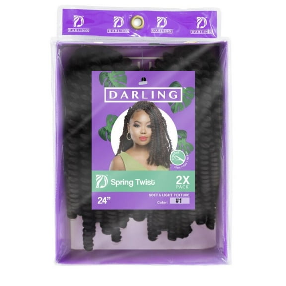 Darling Spring Twist Crochet Hair 2X Pack, 24 inch, #1, Adult, Female