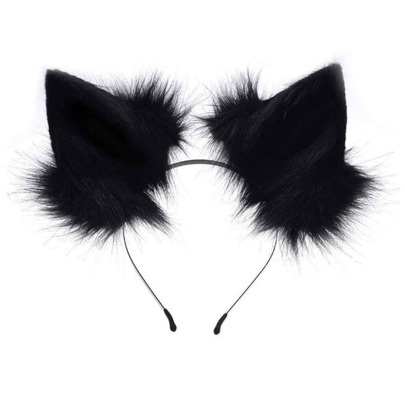 GPOECD Handmade Wolf Ears Headband Party Accessories for Themed Events 03_Black,One Size