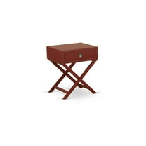 East West Furniture Hamilton 20" Wood Nightstand with Drawer in Burgundy Red