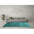 thumbnail image 3 of Ahgly Company Machine Washable Indoor Round Oriental Turquoise Blue Industrial Area Rugs, 7' Round, 3 of 4