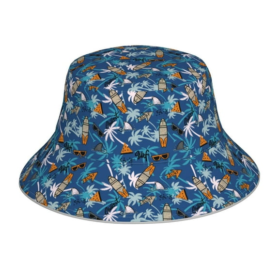 Kll Hawaiian Style Bucket Hat for Women Men Packable Travel Beach Sun Hat Outdoor Rave Accessories Reflective Fisherman Cap