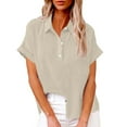 thumbnail image 2 of Sudadera con capucha larga,Camiseta de cuello en V para mujer, blusa holgada de manga larga, mezcla de algodón y lino, ropa informal de diario, sopatenor, 2 of 8