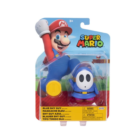 World of Nintendo Super Mario Blue Shy Guy 4 inch Articulated Action Figure with Coin Accessory