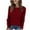 Red, variant on Maplenight Womens T Shirts Crew Neck Long Sleeve Shirts Solid Regular Fit Causal Tops
