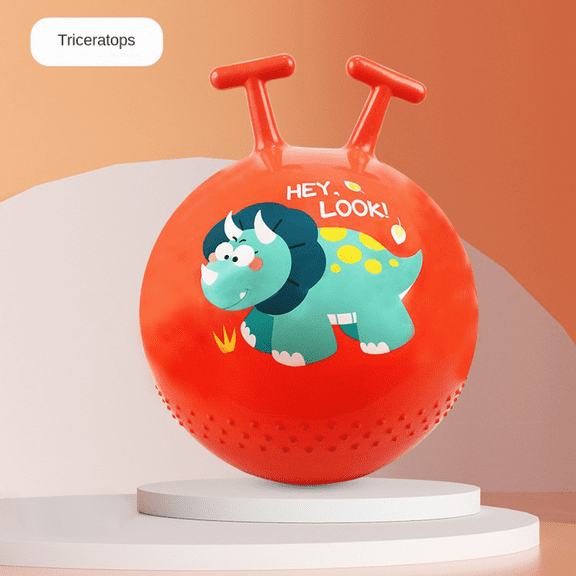Hopper Ball T-handle Dinosaur Bouncy Balls for Kids, Indoor Outdoor Play Inflatable Hopping Toys for Boys Girls Christmas Birthday Gifts(Red)