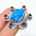 thumbnail image 2 of Natural Blue Triplet Opal, Amethyst Gemstone 925 Sterling Silver Ring S.10, 2 of 2