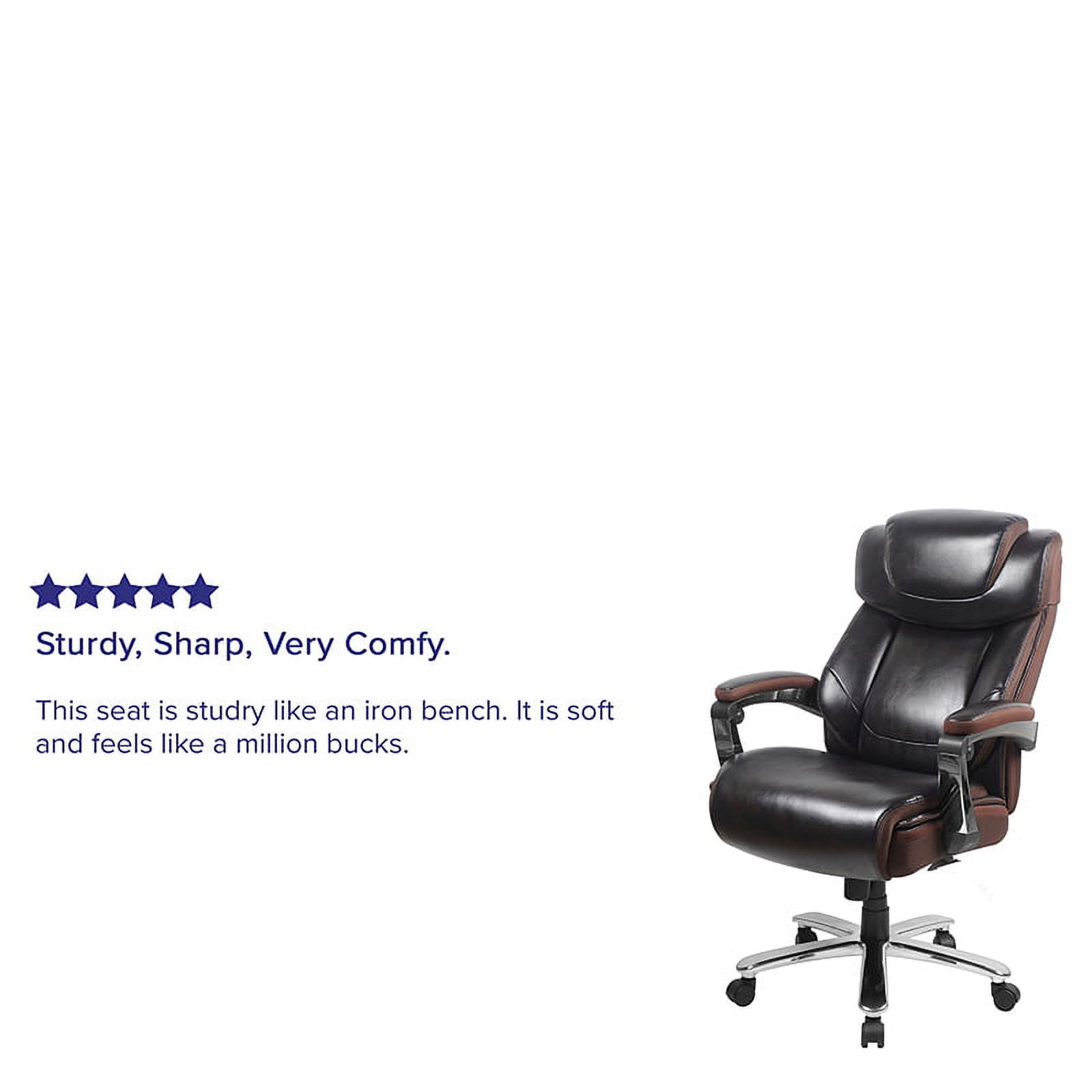 Emma + Oliver 500 lb. Big & Tall Brown LeatherSoft Ergonomic Office Chair, Adjustable Headrest