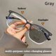 thumbnail image 2 of Fashion Color-Changing Glasses Retro New Anti-Blue Light Glasses Frame Men's Flat Mirror Women's Sun Glasses Photochromic Lenses heqiyong LED, 2 of 2