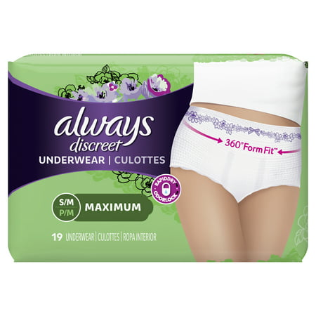 Always Discreet Adult Postpartum Incontinence Underwear for Women - Maximum Protection - S/M - 19ct