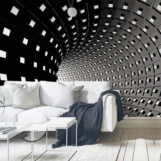 3D Wallpaper Black Space Tunnel SKU# WAL0193