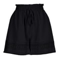 thumbnail image 2 of TaTaai Women's Casual Lace Bohemian Shorts High Elastic Waist Drawstring Wide Leg A-Line Pants with Hollow Out Trim Comfy Spring Summer Beach Vacation Bottoms Gift, 2 of 8