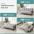 thumbnail image 4 of Meilocar Futon Sofa Bed, Modern Sofa Couch, Adjustable Recliner Sofa Bed for Living Room, Office, Guest Room Removable Armrest, 2 Cup Holders, Adjustable Backrest, Light Grey, 4 of 6
