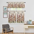 thumbnail image 4 of Kitchen Window Curtains Valance and Tier Set, Garden Watercolor Floral Butterfly Rod Pocket Tier Curtain Valance Set, Spring Plants on Burlap Light Filtering Cafe Curtains for Bedroom Living Room, 4 of 9