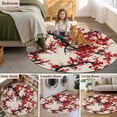 thumbnail image 5 of Red Flowers Round Area Rug 3Ft Washable Small Circle Rugs for Kitchen Entryway, Chinese Plum Blossoms Traditional Ink Painting Non-Slip Carpet Floor Mats Indoor Outdoor Carpet Runner Home Decor, 5 of 8