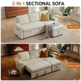 thumbnail image 2 of Soscana Sectional Sofa with Reversible Storage Chaise,Sleeper Sofa Couch Pull Out Bed 2 in 1,3 Seat L Shaped Sectionals with Side Pockets for Living Room Apartment Office Studio,Beige, 2 of 7