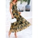 thumbnail image 4 of Vestido PRETTYGARDEN Floral Negro y Amarillo, Midi sin Mangas, Talla L, 4 of 8