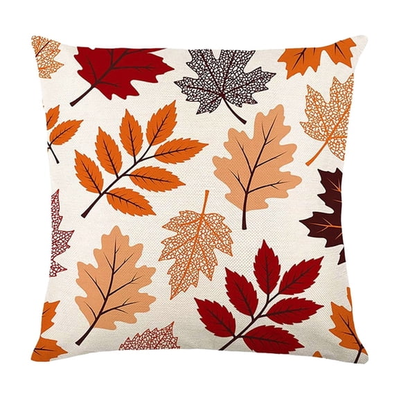Yhmxh 18x18 Inch Fall Pumpkin Throw Pillow Cover, Watercolor Autumn Maple Leaf Berry Linen Decorative Cushion Case, Harvest Thanksgiving Farmhouse Square Pillowcase for Sofa Couch Porch Fall Decor