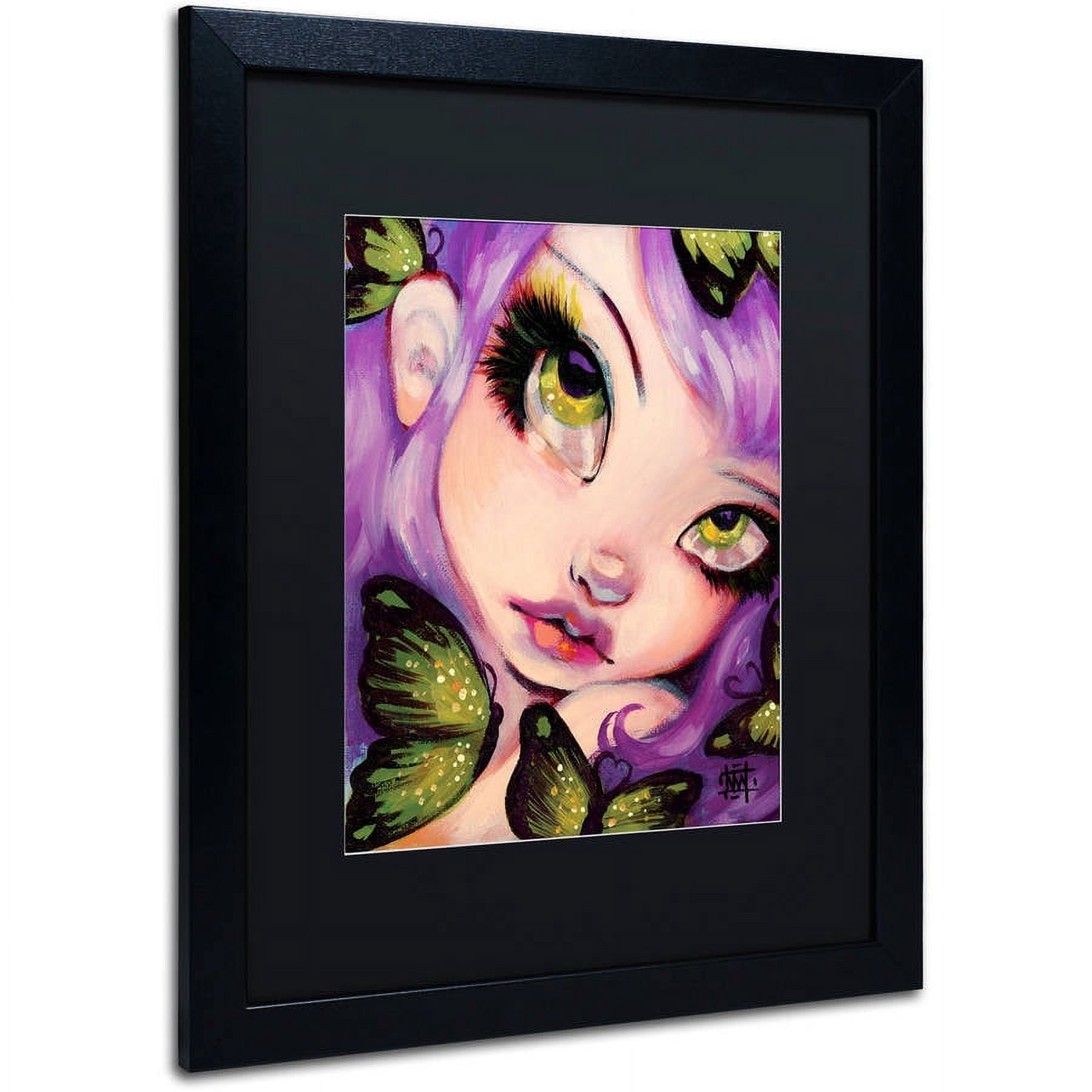 Trademark Fine Art "Green Eyed Violet" Canvas Art by Natasha Wescoat, Black Matte, Black Frame