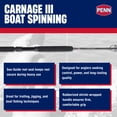 thumbnail image 2 of Penn Carnage III Boat Conventional Spinning Fishing Rod, 8’, Loads 50 – 100 Lbs, Black, 2 of 9