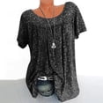 thumbnail image 2 of fartey Plus Size Blouse for Women Vintage Floral Print Boho Top Elegant Trendy Crewneck Tunic T Shirts Roomy Flowy Pleated Summer Short Sleeves Tshirt Tops, S-5XL, 2 of 7
