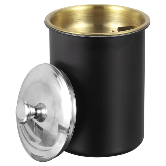 Car Ashtray with Lid Stainless Steel Smokeless Smell Windproof Portable Mini Cup Holder Cigarette Ashtray Butt Bucket for Car Home Office, Black